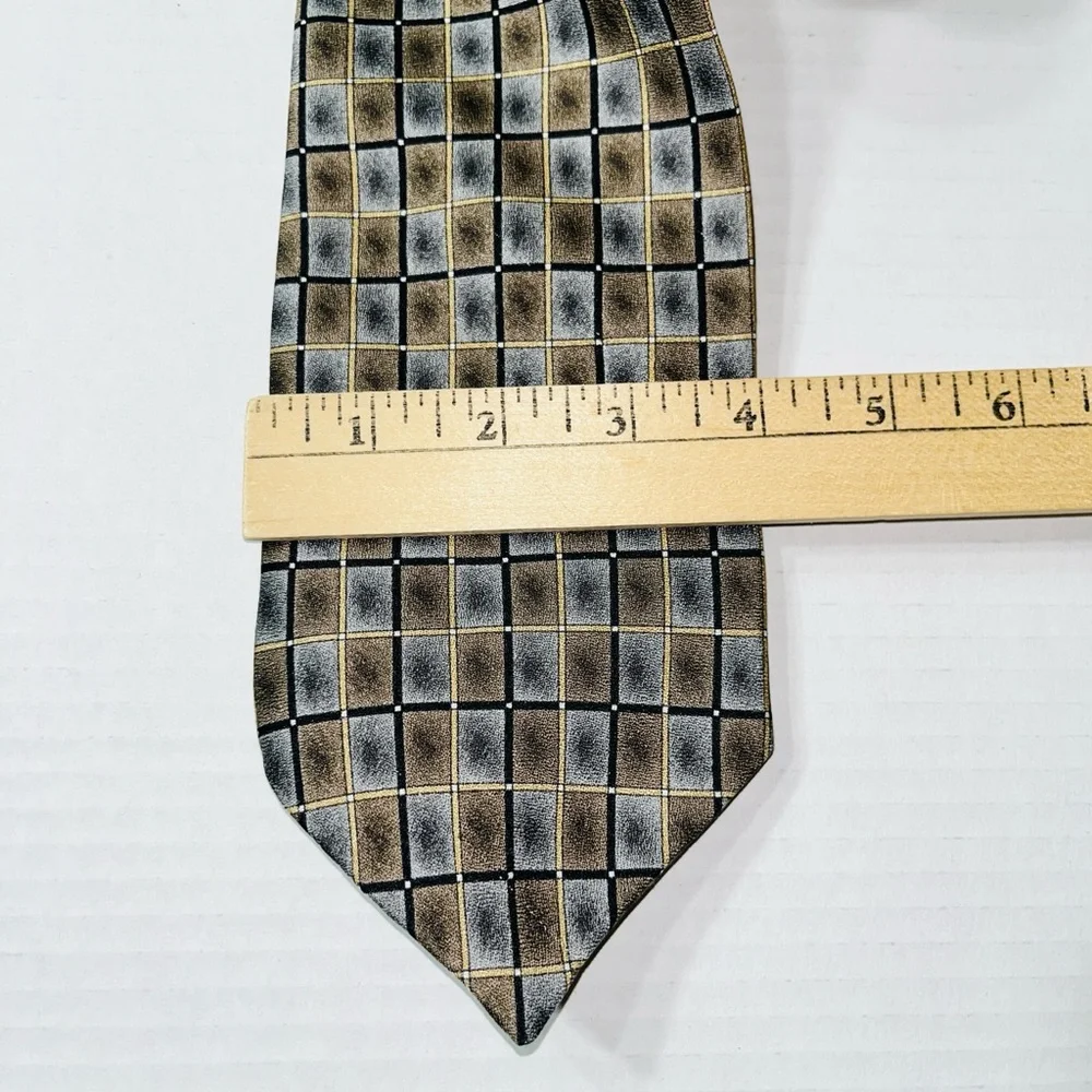 Pierre Balmain Tie Necktie OS Tan 100% Silk Academia Office Vintage‎
